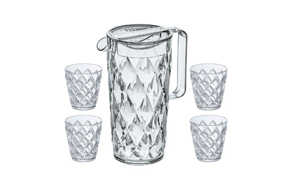126_68fe798473554 JARRA + 4 VASOS ACRILICO CRYSTAL SET - 25 CL - Imagen 1