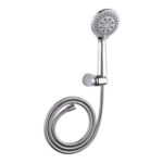 KIT MANGO DUCHA 10,5 CM CROMADO CON 5 FUNCIONES - CON FLEXO 170-225 CM EXTENSIBLE ACERO INOX + SOP