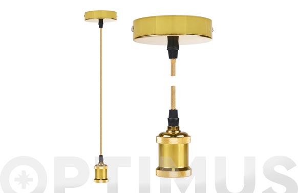 126_68fe7be489306 LAMPARA COLGANTE Ø9,84 X 4,4 CM + 88CM DE CABLE - ORO BRILLANTE E27 60W - Imagen 1