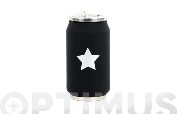 126_68fe7dd910580 LATA ISOTERMICA NEGRA ESTRELLA PLATA - 280 ML - Imagen 1