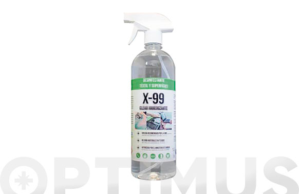 126_68ff3098cb2fe LIMPIADOR HIDROALCOHOLICO X-99 CLEAR HIGIENIZANTE - 1 L CON PULVERIZADOR - Imagen 1
