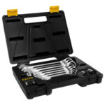 LLAVE COMBINADA CON CARRACA REVERSIBLE, EN MALETIN - 12 PIEZAS, CROMO VANADIO