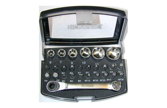 126_69012eec3fad5 LLAVES VASO Y PUNTAS + CARRACA REVERSIBLE MINI - Imagen 1