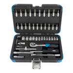 MALETIN DE VASOS Y PUNTAS DE ¼" 46 PIEZAS