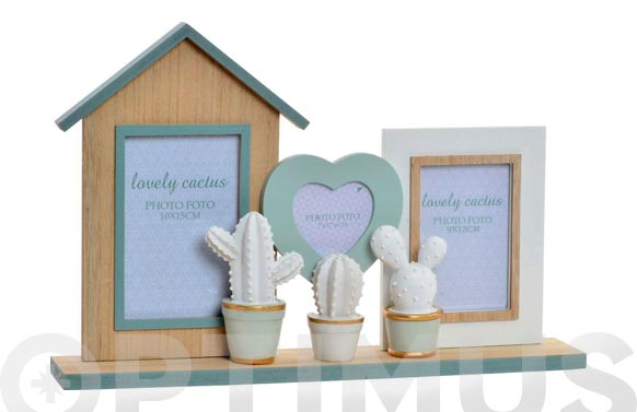 126_69032136d6456 MARCO MULTIFOTO MADERA RESINA CACTUS - Imagen 1