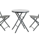 MESA ACERO Ø60 CM + 2 SILLAS PLEGABLES