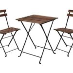 MESA MADERA METAL + 2 SILLAS PLEGABLES