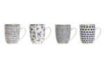 MUG PORCELANA DECORADO SURTIDO AZUL SET 4 UDS