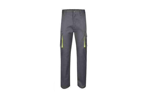 126_6905f2f64bb74 PANTALON STRETCH 240 GR FLUOR MATCH GRIS / AMARILLO - Imagen 1