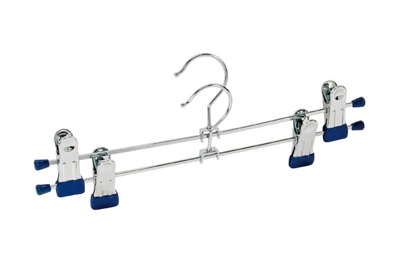 126_6905f66f473c0 PERCHA ARMARIO METALICA CROMADA CON PINZAS PANTALON/FALDA 2 PIEZAS - Imagen 1