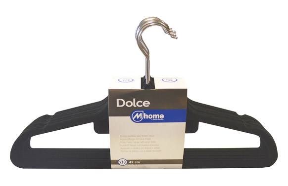 126_6905f6c148124 PERCHA PLASTICO CON TERCIOPELO NEGRO (10UNIDADES) - Imagen 1