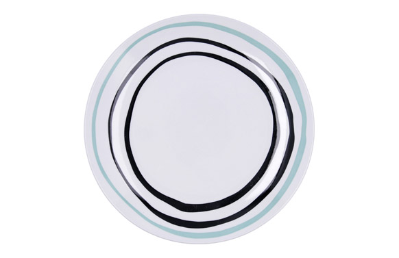 126_69075000be02a PLATO LLANO PORCELANA DECORADO CIRCULOS ZIG BID - Imagen 1