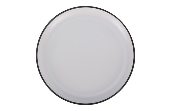 126_69075026d4075 PLATO MELAMINA BLANCO VIVO NEGRO - Imagen 1