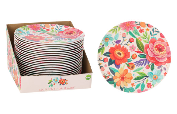 126_690750443bd42 PLATO MELAMINA DECORADO FLOR (EXPOSITOR) - Imagen 1