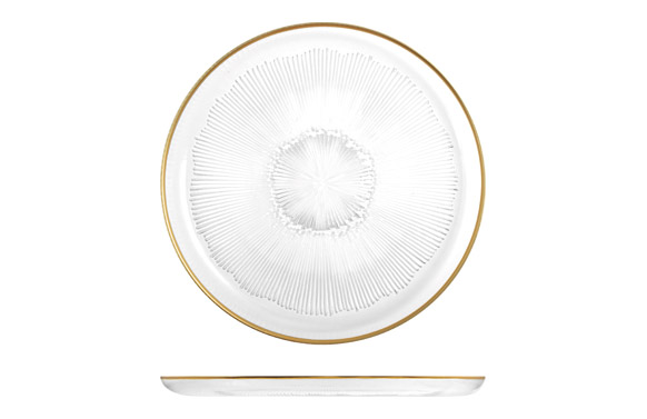 126_690750d495dd4 PLATO VIDRIO GRABADO FILO DORADO TREASURE - Imagen 1