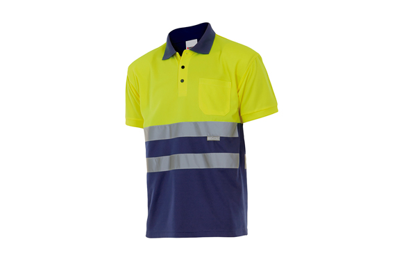 126_69075146c08d1 POLO ALTA VISIBILIDAD MARINO / AMARILLO FLUOR - Imagen 1