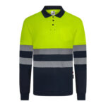 POLO MANGA LARGA ALTA VISIBILIDAD CINTA SEGMENTADA NAVY / AMARILLO FLUOR
