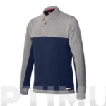 POLO MANGA LARGA STRETCH BICOLOR AZUL-GRIS