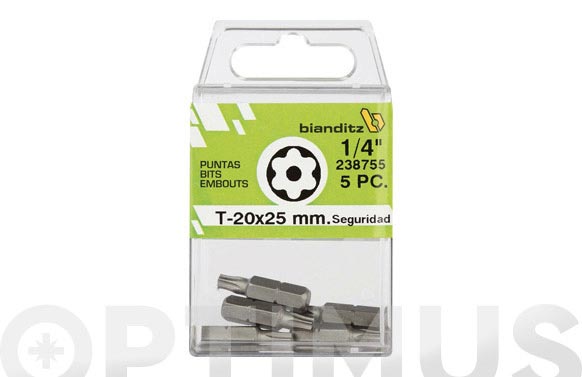 126_690876d86c4d7 PUNTA ATORNILLAR TORX SEGURIDAD 1/4 5 UDS - Imagen 1