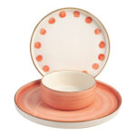 SET 3 PLATOS 1 SERVICIO CERAMICA DECORADA