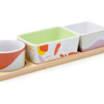 TABLA APERITIVO BAMBU CON MANGO 3 CUENCOS KALEIDO