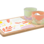 TABLA APERITIVO BAMBU/CERAMICA CON MANGO 2 BOLS KALEIDO