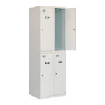 TAQUILLA METAL VESTUARIO 2 CUERPOS 4 PUERTAS GRIS