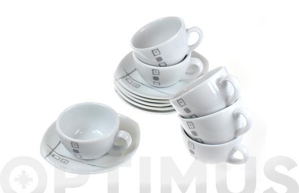 126_690baad378724 TAZA CAFE CON PLATO PORCELANA JUEGO 6 UNIDADES - Imagen 1