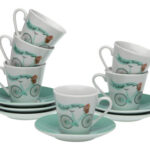 TAZA CAFE PORCELONA CON PLATO SET 6 UD