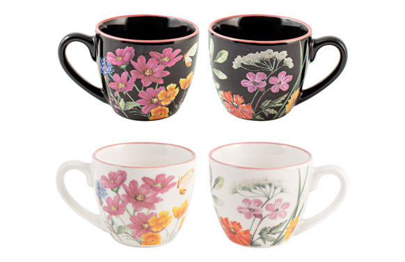 126_690bab4a61d13 TAZA NEW BONE CHINA CAROLINE MIX BLANCO NEGRO - Imagen 1