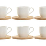 TAZAS CAFE PORCELANA SET 6UDS BAMBU/BLANCO ROMBOS