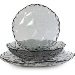 VAJILLA 18 PZAS CRISTAL GRIS