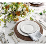 VAJILLA 18 PZAS PORCELANA BLANCA ALA RAYADA