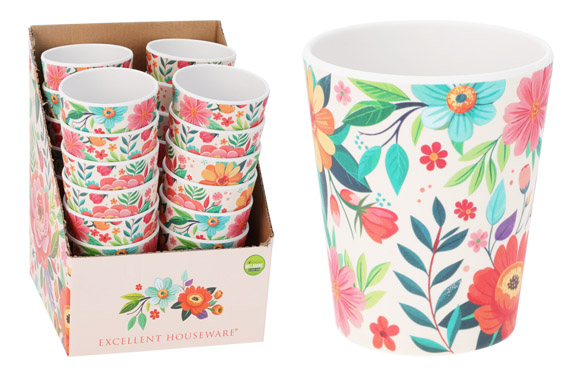 126_690f0feb22513 VASO MELAMINA DECORADO FLOR (EXPOSITOR) - Imagen 1