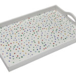 BANDEJA MADERA DECORADA RECTANGULAR DOTTY