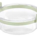 CESTA REDONDA DE VIDRIO TRANSPARENTE