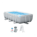 PISCINA RECTANGULAR PRISM FRAME CON BOMBA Y ESCALERA