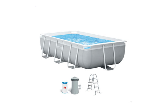 126_6917158687c8a PISCINA RECTANGULAR PRISM FRAME CON BOMBA Y ESCALERA - Imagen 1