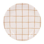 PLATO POSTRE CUADROS AMARILLO