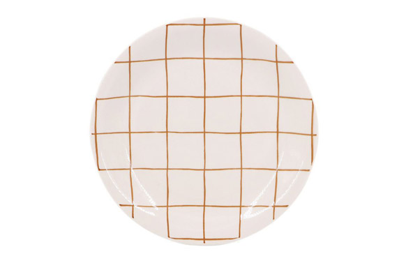 126_691715cab3b08 PLATO POSTRE CUADROS AMARILLO - Imagen 1