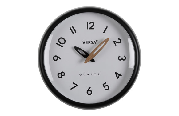 126_69171638934a3 RELOJ DE PARED REDONDO MARCO NEGRO - Imagen 1