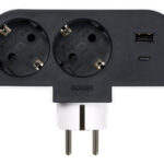 ADAPTADOR GIRATORIO 2 TOMAS USBA+USBC BLANCO